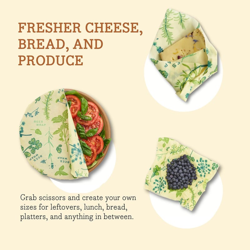 Bee's Wrap Vegan Beeswax Wraps for Food - Cut to Size 14x52" Wax Paper Roll - Made in USA Reusable Waxed Paper Bowl Covers, Organic Eco-Friendly Alternative to Aluminum Foil, Herb Garden - Image 4